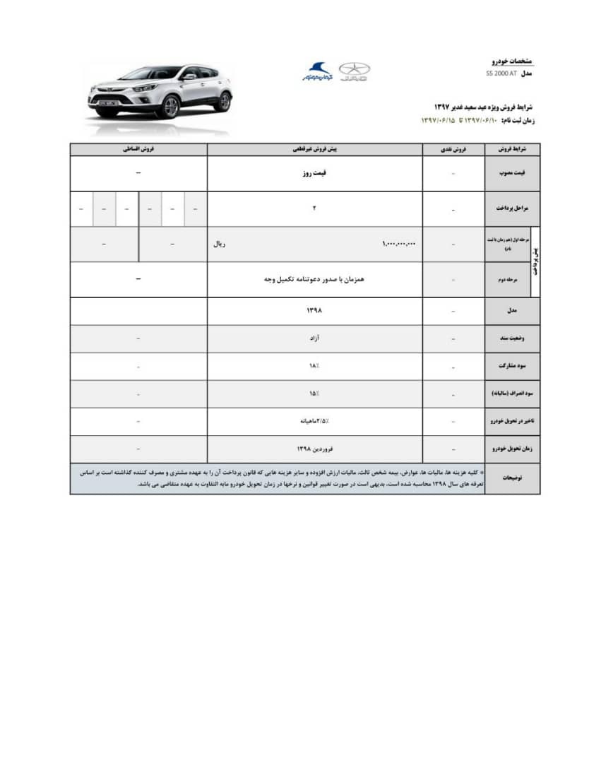 شرایط فروش جک S5 ویژه عید غدیر